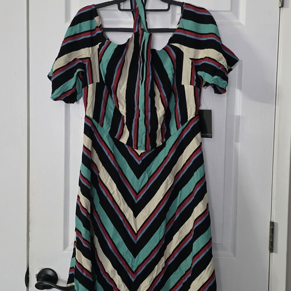 Eloquii Dresses & Skirts - Eloquii One Shoulder Dress with Vibrant Stripes